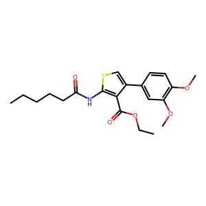 Ethyl 4-(3,4-dimethoxyphenyl)-2-(hexanoylamino)thiophene-3-carboxylate structure