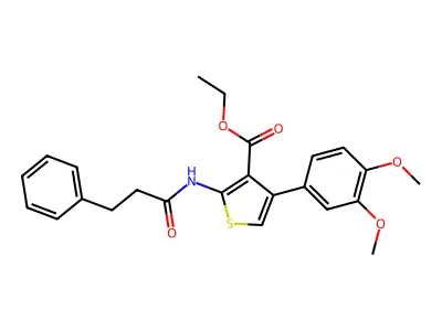 Ethyl 4-(3,4-dimethoxyphenyl)-2-(3-phenylpropanoylamino)thiophene-3-carboxylate structure