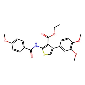 Ethyl 4-(3,4-dimethoxyphenyl)-2-[(4-methoxybenzoyl)amino]-3-thiophenecarboxylate structure