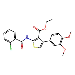 Ethyl 2-[(2-chlorobenzoyl)amino]-4-(3,4-dimethoxyphenyl)-3-thiophenecarboxylate structure