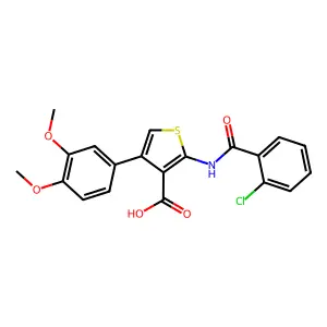 2-[(2-Chlorobenzoyl)amino]-4-(3,4-dimethoxyphenyl)thiophene-3-carboxylic acid structure