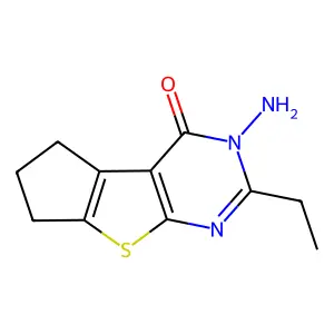 3-amino-2-ethyl-3,5,6,7-tetrahydro-4H-cyclopenta[4,5]thieno[2,3-d]pyrimidin-4-one structure