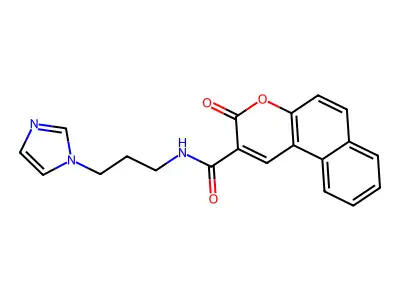 N-(3-imidazol-1-ylpropyl)-3-oxobenzo[f]chromene-2-carboxamide structure