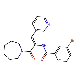 N-[(E)-3-(azepan-1-yl)-3-oxo-1-pyridin-3-ylprop-1-en-2-yl]-3-bromobenzamide structure