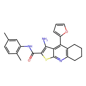 3-amino-N-(2,5-dimethylphenyl)-4-(2-furyl)-5,6,7,8-tetrahydrothieno[2,3-b]quinoline-2-carboxamide structure