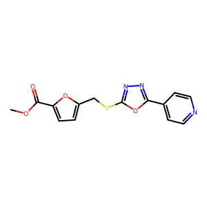 Methyl 5-({[5-(4-pyridinyl)-1,3,4-oxadiazol-2-yl]thio}methyl)-2-furoate structure