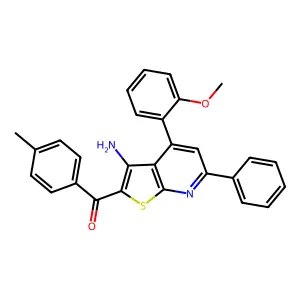 [3-amino-4-(2-methoxyphenyl)-6-phenylthieno[2,3-b]pyridin-2-yl]-(4-methylphenyl)methanone structure