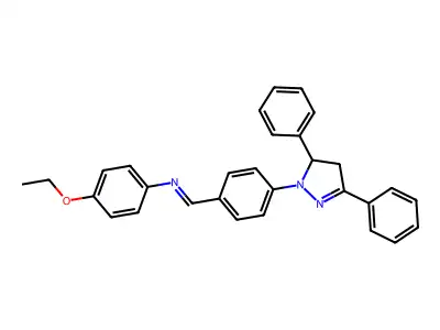 1-[4-(3,5-diphenyl-3,4-dihydropyrazol-2-yl)phenyl]-N-(4-ethoxyphenyl)methanimine structure