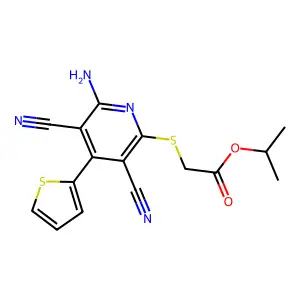 Propan-2-yl 2-(6-amino-3,5-dicyano-4-thiophen-2-ylpyridin-2-yl)sulfanylacetate structure