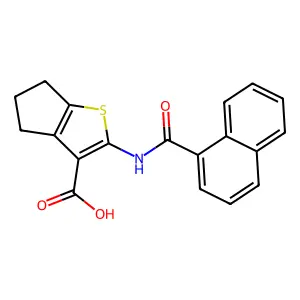 2-(1-naphthamido)-5,6-dihydro-4H-cyclopenta[b]thiophene-3-carboxylic acid structure