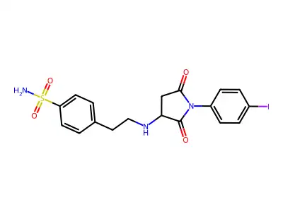 4-(2-{[1-(4-Iodophenyl)-2,5-dioxopyrrolidin-3-yl]amino}ethyl)benzenesulfonamide structure