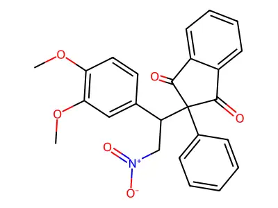 2-[1-(3,4-Dimethoxyphenyl)-2-nitroethyl]-2-phenylindene-1,3-dione structure