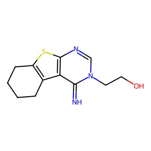 2-(4-imino-5,6,7,8-tetrahydro[1]benzothieno[2,3-d]pyrimidin-3(4H)-yl)ethanol structure