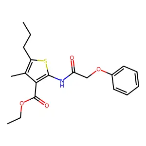 Ethyl 4-methyl-2-[(phenoxyacetyl)amino]-5-propyl-3-thiophenecarboxylate structure