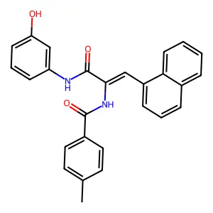 N-(3-((3-Hydroxyphenyl)amino)-1-(naphthalen-1-yl)-3-oxoprop-1-en-2-yl)-4-methylbenzamide structure