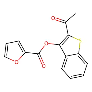 2-Furancarboxylic acid (2-acetyl-1-benzothiophen-3-yl) ester structure