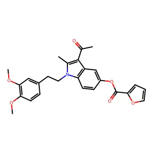 3-acetyl-1-[2-(3,4-dimethoxyphenyl)ethyl]-2-methyl-1H-indol-5-yl 2-furoate structure