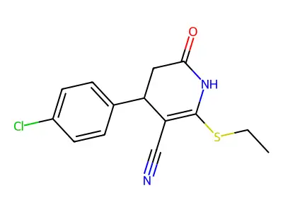 4-(4-chlorophenyl)-6-ethylsulfanyl-2-oxo-3,4-dihydro-1H-pyridine-5-carbonitrile structure
