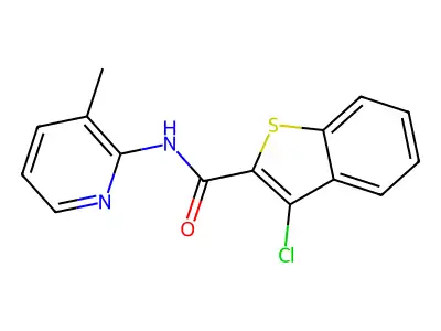 3-chloro-N-(3-methyl-2-pyridinyl)-1-benzothiophene-2-carboxamide structure