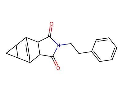 2-(2-phenylethyl)hexahydro-4,6-ethenocyclopropa[f]isoindole-1,3(2H,3aH)-dione structure