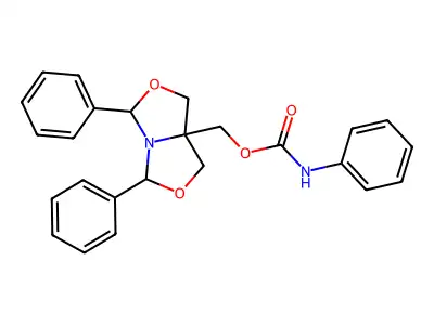 (3,5-diphenyl-1H-[1,3]oxazolo[3,4-c][1,3]oxazol-7a(7H)-yl)methyl phenylcarbamate structure