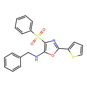4-(benzenesulfonyl)-N-benzyl-2-thiophen-2-yl-1,3-oxazol-5-amine structure