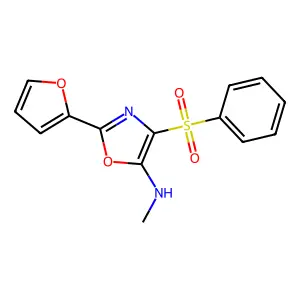 4-(benzenesulfonyl)-2-(furan-2-yl)-N-methyl-1,3-oxazol-5-amine structure
