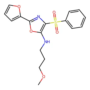 4-(benzenesulfonyl)-2-(furan-2-yl)-N-(3-methoxypropyl)-1,3-oxazol-5-amine structure