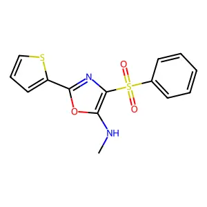 4-(benzenesulfonyl)-N-methyl-2-thiophen-2-yl-1,3-oxazol-5-amine structure