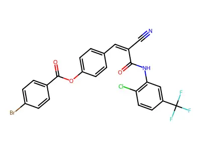 [4-[(Z)-3-[2-Chloro-5-(trifluoromethyl)anilino]-2-cyano-3-oxoprop-1-enyl]phenyl] 4-bromobenzoate structure
