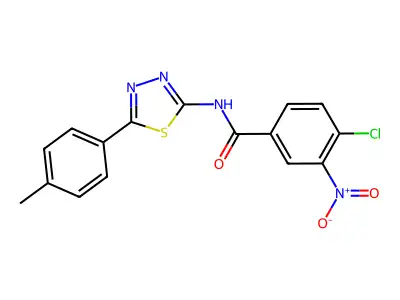 4-chloro-N-[5-(4-methylphenyl)-1,3,4-thiadiazol-2-yl]-3-nitrobenzamide structure