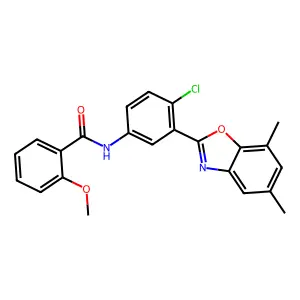 N-[4-chloro-3-(5,7-dimethyl-1,3-benzoxazol-2-yl)phenyl]-2-methoxybenzamide structure