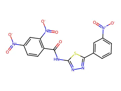 2,4-dinitro-N-[5-(3-nitrophenyl)-1,3,4-thiadiazol-2-yl]benzamide structure