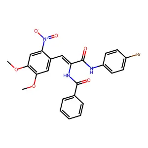 N-(1-[(4-bromoanilino)carbonyl]-2-{2-nitro-4,5-dimethoxyphenyl}vinyl)benzamide structure