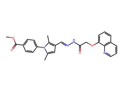 Methyl 4-[2,5-dimethyl-3-[[2-[2-(8-quinolinyloxy)acetyl]hydrazinylidene]methyl]-1H-pyrrol-1-yl]benzoate structure
