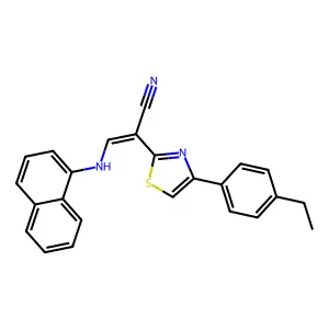 (E)-2-[4-(4-ethylphenyl)-1,3-thiazol-2-yl]-3-(naphthalen-1-ylamino)prop-2-enenitrile structure