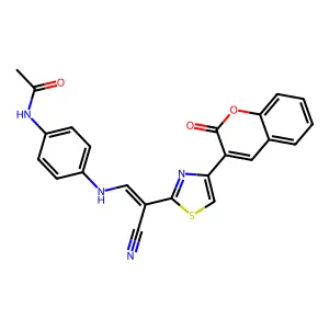 (E)-N-(4-((2-cyano-2-(4-(2-oxo-2H-chromen-3-yl)thiazol-2-yl)vinyl)amino)phenyl)acetamide structure