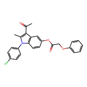 3-acetyl-1-(4-chlorophenyl)-2-methyl-1H-indol-5-yl phenoxyacetate structure