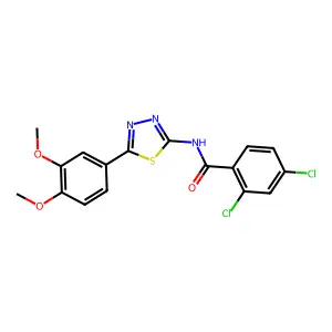2,4-dichloro-N-[5-(3,4-dimethoxyphenyl)-1,3,4-thiadiazol-2-yl]benzamide structure
