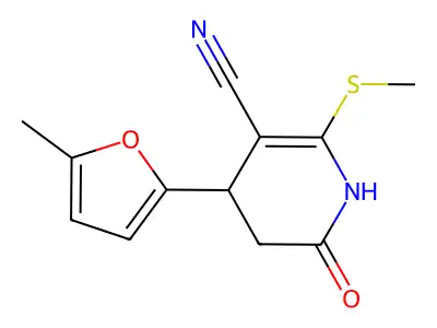 4-(5-methyl-2-furyl)-2-(methylsulfanyl)-6-oxo-1,4,5,6-tetrahydro-3-pyridinecarbonitrile structure