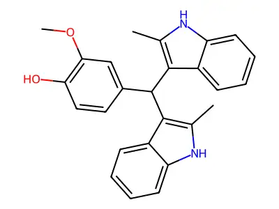 4-[bis(2-methyl-1H-indol-3-yl)methyl]-2-methoxyphenol structure