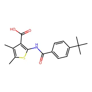 2-[(4-Tert-butylbenzoyl)amino]-4,5-dimethyl-3-thiophenecarboxylic acid structure