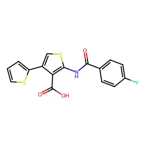 5'-(4-Fluorobenzamido)-[2,3'-bithiophene]-4'-carboxylic acid structure