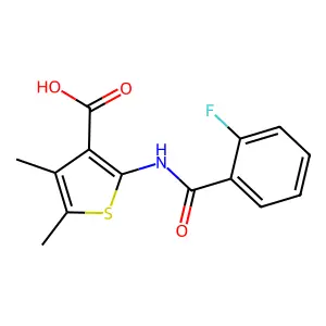 2-[(2-Fluorobenzoyl)amino]-4,5-dimethylthiophene-3-carboxylic acid structure