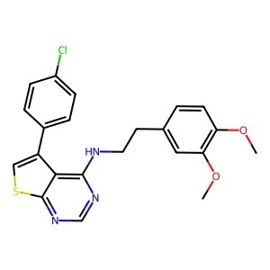 5-(4-chlorophenyl)-N-(3,4-dimethoxyphenethyl)thieno[2,3-d]pyrimidin-4-amine structure
