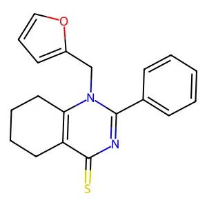 1-(2-furylmethyl)-2-phenyl-5,6,7,8-tetrahydro-4(1H)-quinazolinethione structure