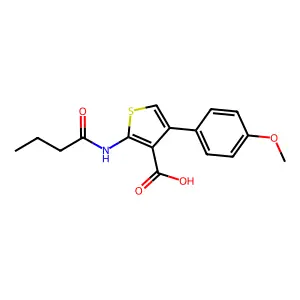 2-(Butyrylamino)-4-(4-methoxyphenyl)-3-thiophenecarboxylic acid structure