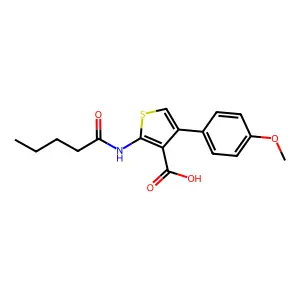 4-(4-Methoxyphenyl)-2-(pentanoylamino)-3-thiophenecarboxylic acid structure