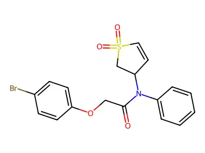 2-(4-bromophenoxy)-N-(1,1-dioxo-2,3-dihydrothiophen-3-yl)-N-phenylacetamide structure