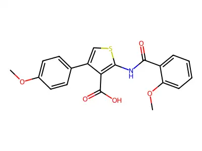 2-[(2-Methoxybenzoyl)amino]-4-(4-methoxyphenyl)-3-thiophenecarboxylic acid structure